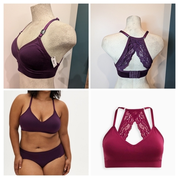 Torrid unlined seamless  racerback purple bralette size 10 - Picture 1 of 13